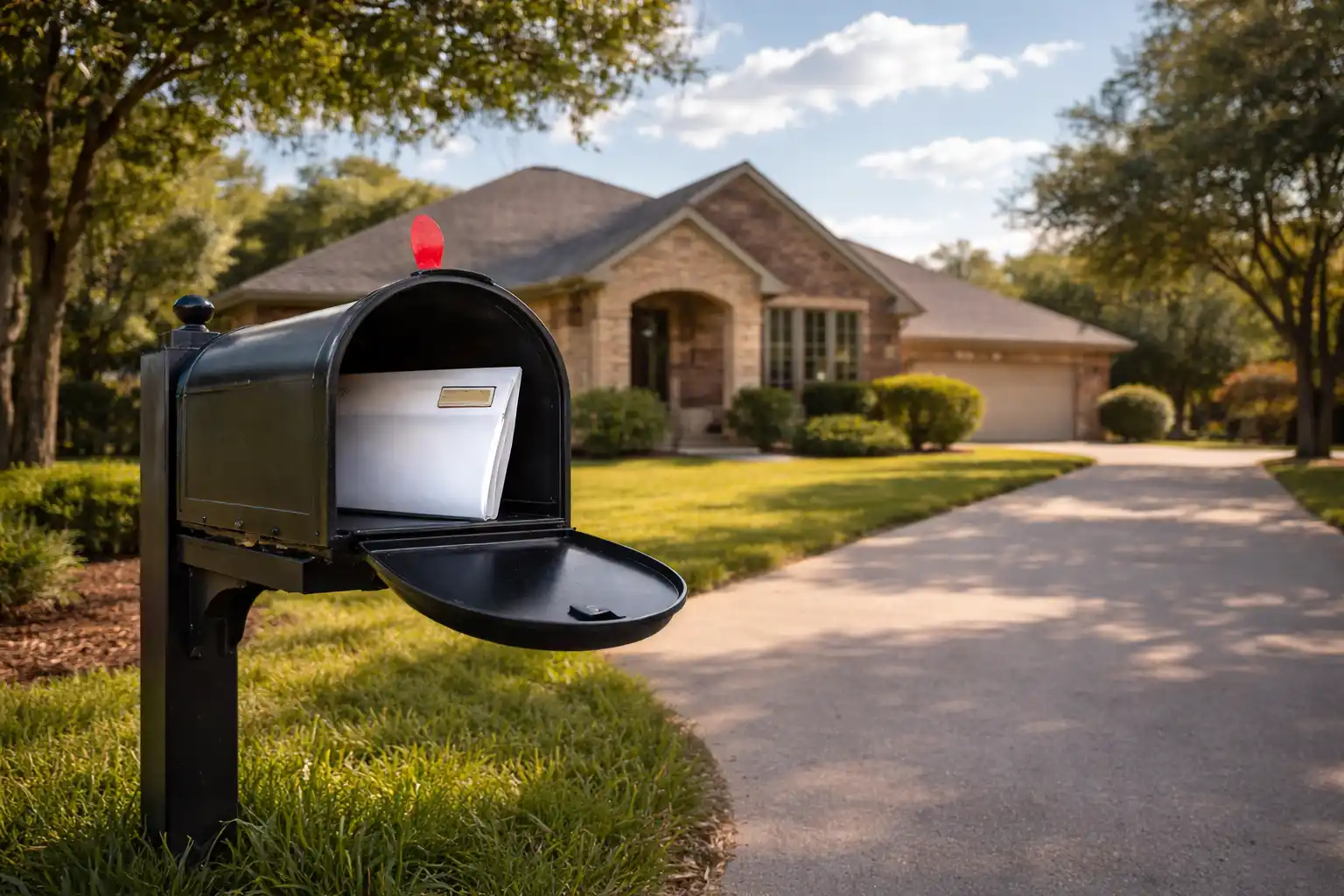 Texas home with a mailbox representing insurance claim response timelines under state law